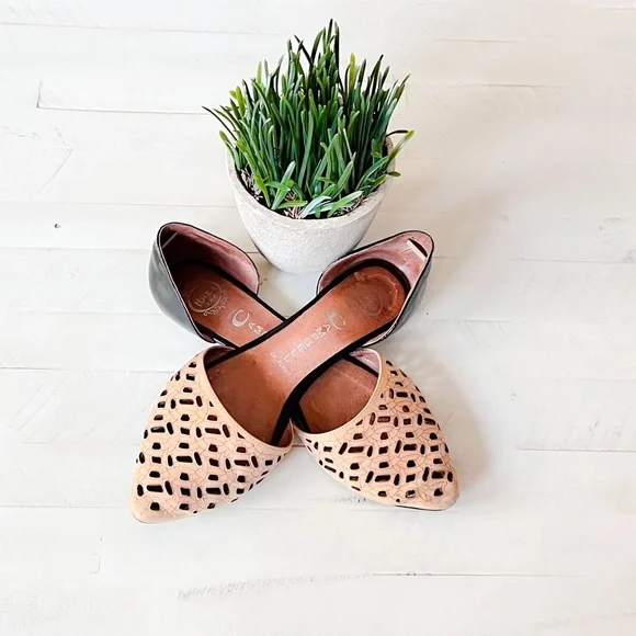 Jeffrey Campbell Ibiza Last D’orsay Boho Cutout Leather Flats Size 9 - Picture 7 of 14